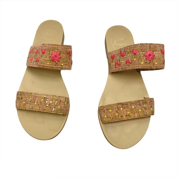 Jack‎ Rogers Adair Slides Sandals Cork Floral Heart - Picture 1 of 8